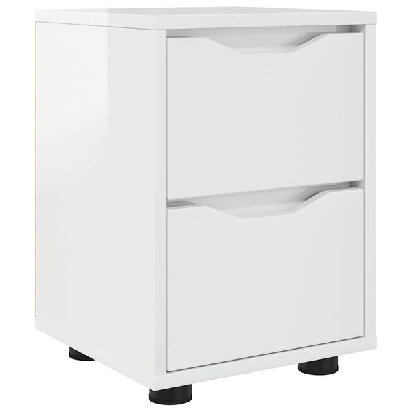 vidaXL Table de chevet avec tiroir Blanc brillant 30,5 x 30 x 43 cm