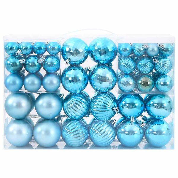 vidaXL Boules de No&euml;l 100 pcs turquoise &Oslash;3/4/6 cm