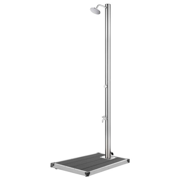 vidaXL Douche de jardin avec base gris 220 cm Acier inoxydable