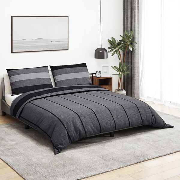vidaXL Ensemble de housse de couette gris foncé 155x220 cm Coton
