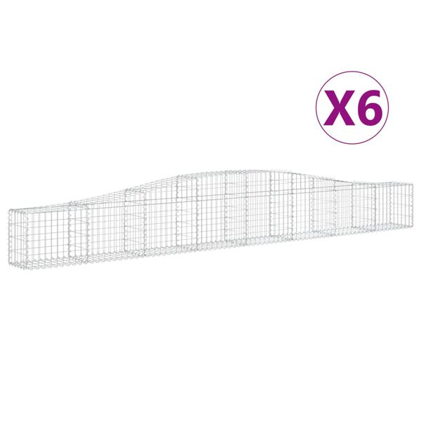 vidaXL Paniers à gabions arqués 6 pcs 400x30x40/60 cm Fer galvanisé