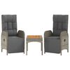 vidaXL Chaises inclinables de jardin lot de 2 et table r&eacute;sine tress&eacute;e