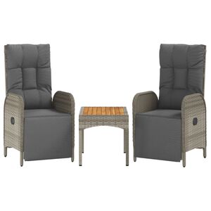 vidaXL Chaises inclinables de jardin lot de 2 et table r&eacute;sine tress&eacute;e