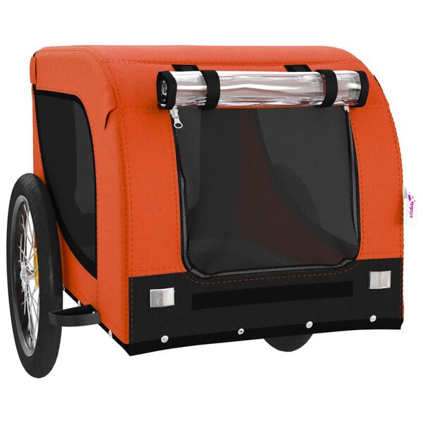 vidaXL Remorque de v&eacute;lo pour animaux de compagnie orange et noir