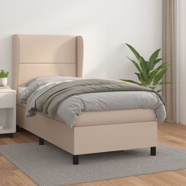 vidaXL Sommier &agrave; lattes de lit avec matelas Cappuccino 90x200 cm