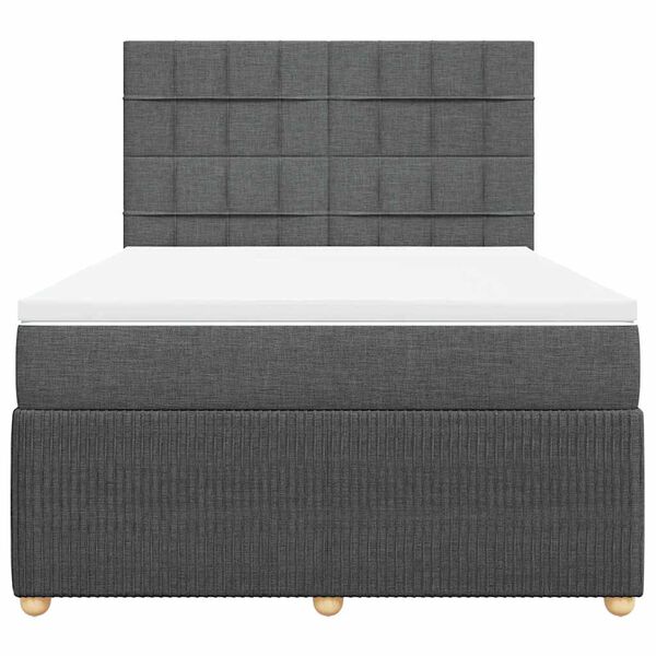 vidaXL Sommier &agrave; lattes de lit avec matelas Gris fonc&eacute; 140x190cm Tissu