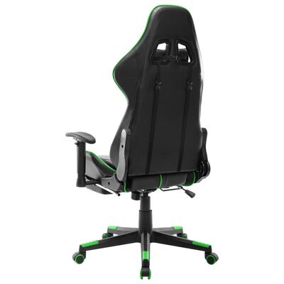 vidaXL Chaise de jeu avec repose-pied Noir et vert Cuir artificiel