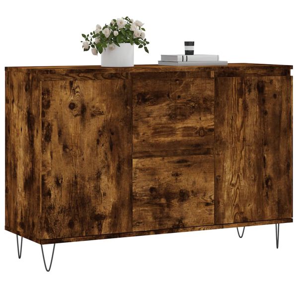vidaXL Buffet chêne fumé 101,5x35x70 cm bois d'ingénierie