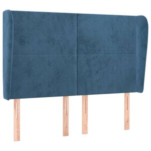 vidaXL T&ecirc;te de lit avec oreilles Bleu fonc&eacute; 147x23x118/128 cm Velours