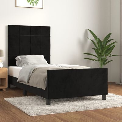 vidaXL Cadre de lit avec tête de lit Noir 90x190 cm Velours