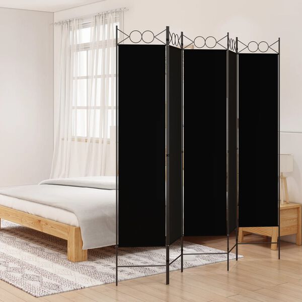 vidaXL Cloison de s&eacute;paration 5 panneaux Noir 200x200 cm Tissu