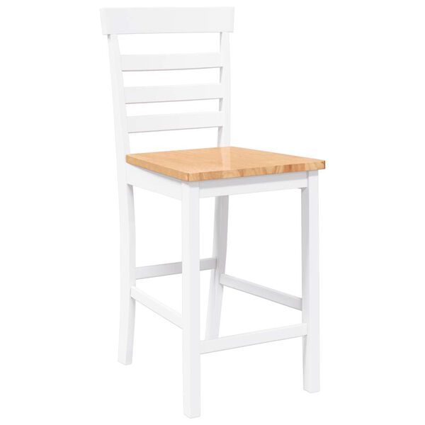 VidaXL Tabourets de bar 2 pcs blanc bois massif d'h&eacute;v&eacute;a