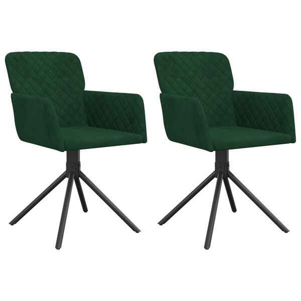 vidaXL Chaises pivotantes &agrave; manger lot de 2 Vert fonc&eacute; Velours