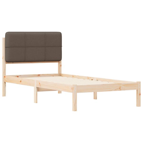 vidaXL Cadre de lit avec t&ecirc;te de lit rembourr&eacute;e Taupe 80 x 200 cm