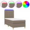 vidaXL Sommier &agrave; lattes de lit et matelas et LED Taupe 90x200 cm Tissu