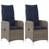 vidaXL Lot de 2 chaises de jardin inclinables avec coussins grise