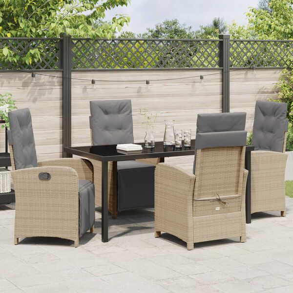 vidaXL Ensemble de salle &agrave; manger pour jardin 5 pcs Beige polyrotin