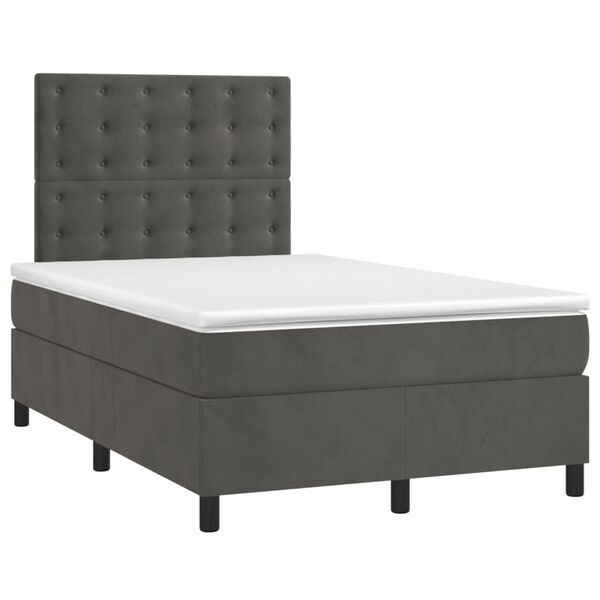 vidaXL Sommier &agrave; lattes de lit matelas et LED Gris fonc&eacute; 120x200 cm