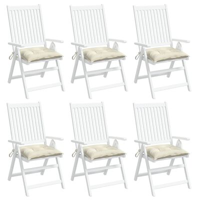 vidaXL Coussins de chaise lot de 6 blanc crème 40x40x7 cm tissu oxford