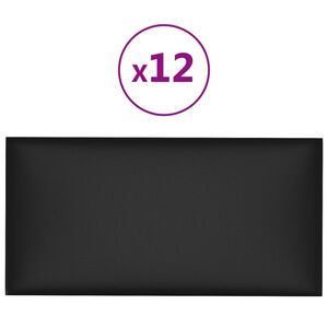vidaXL Panneaux muraux 12 pcs Noir 30x15 cm Similicuir 0,54 m&sup2;