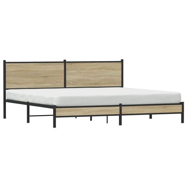 vidaXL Cadre de lit en m&eacute;tal sans matelas ch&ecirc;ne sonoma 193x203 cm
