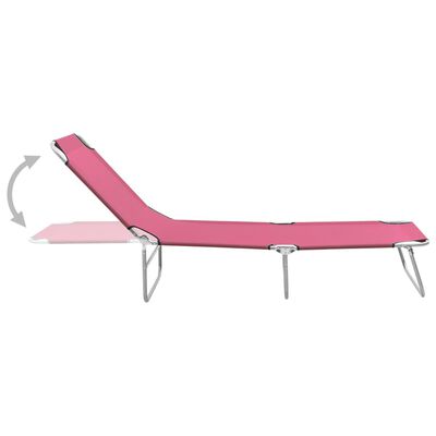 vidaXL Chaise longue pliable acier et tissu rose