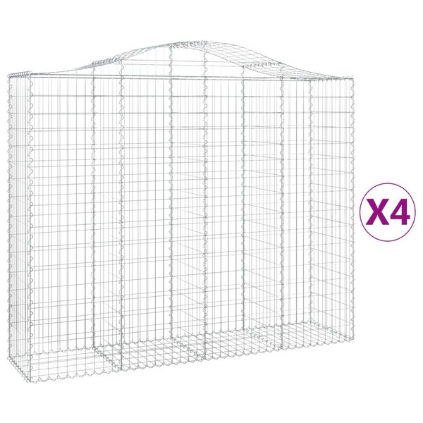 vidaXL Paniers &agrave; gabions arqu&eacute;s 4 pcs 200x50x160/180 cm Fer galvanis&eacute;