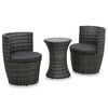 vidaXL Ensemble de bistro 3 pcs avec coussins R&eacute;sine tress&eacute;e Gris
