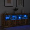 vidaXL Buffet avec lumi&egrave;res LED ch&ecirc;ne fum&eacute; 163x37x67 cm
