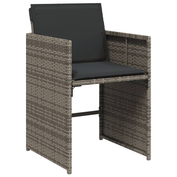 vidaXL Ensemble &agrave; manger de jardin 9 pcs coussins gris r&eacute;sine tress&eacute;e