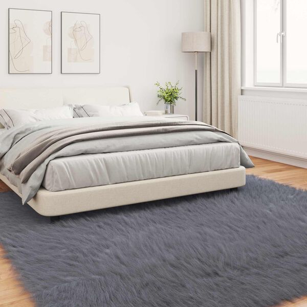 vidaXL Tapis en fausse Tafalla Anthracite 200 x 200 cm Polyester
