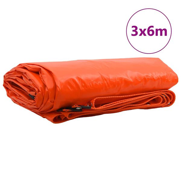 vidaXL B&acirc;che 650g / m&sup2; Orange 3 x 6 m Toile avec rev&ecirc;tement en PVC