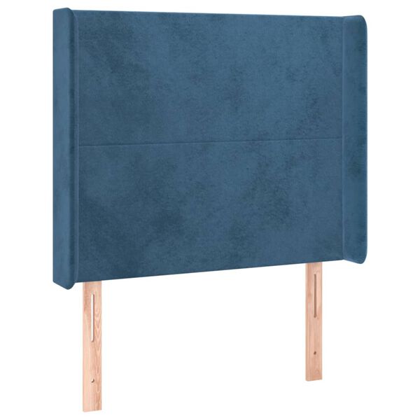vidaXL T&ecirc;te de lit &agrave; LED Bleu fonc&eacute; 103x16x118/128 cm Velours
