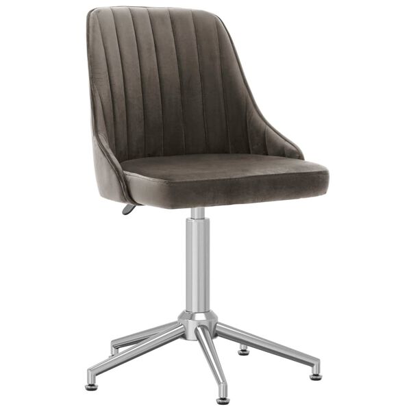 vidaXL Chaise pivotante &agrave; manger Gris fonc&eacute; Velours