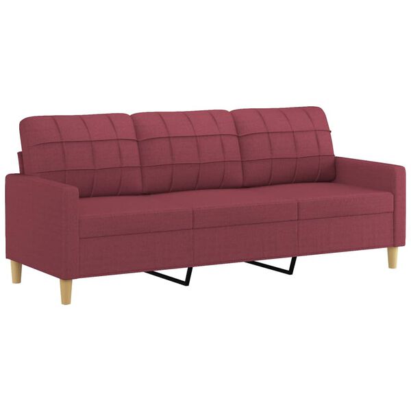 vidaXL Ensemble de canapés 3 pcs avec coussins Rouge bordeaux Tissu
