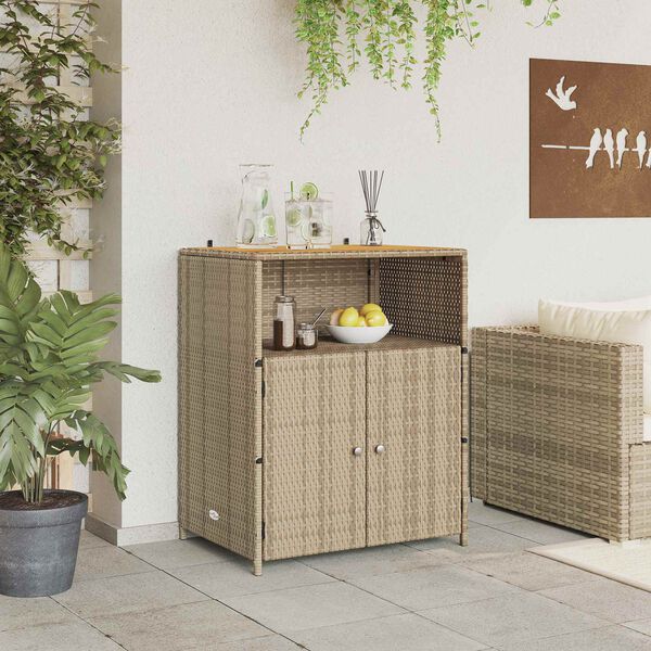 vidaXL Armoire Beige 70 x 50 x 87 cm Polyester et Roly Ratten