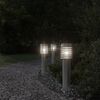 vidaXL Lampadaires d'ext&eacute;rieur et sortie 3pcs argent&eacute; acier inoxydable