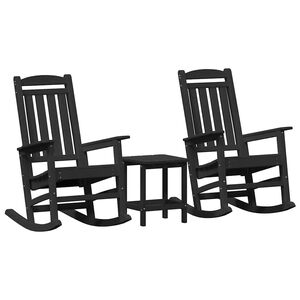 vidaXL Chaise &agrave; bascule 3 pcs Noir Poly&eacute;thyl&egrave;ne