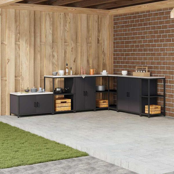 vidaXL Rangement de cuisine avec &eacute;tag&egrave;re Noir 60 x 50 x 92 cm Acier