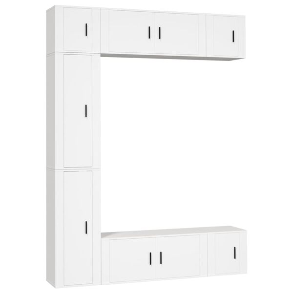 vidaXL Ensemble de meubles TV 7 pcs Blanc Bois d'ing&eacute;nierie