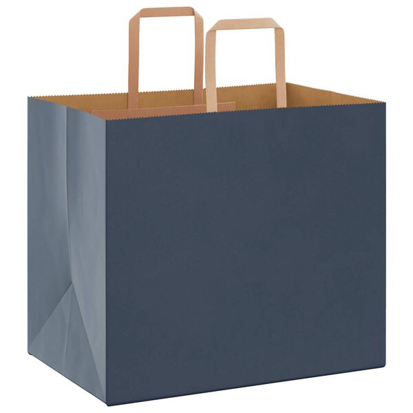 vidaXL Sacs en papier 250 pcs avec poign&eacute;es bleu 32x22x28 cm