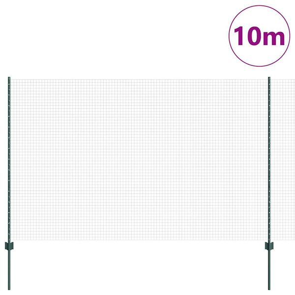vidaXL Cl&ocirc;ture avec poteau Vert 1,6 x 10 m Acier et PVC