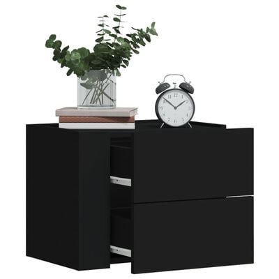 vidaXL Table de chevet murale noir 45x30x35 cm