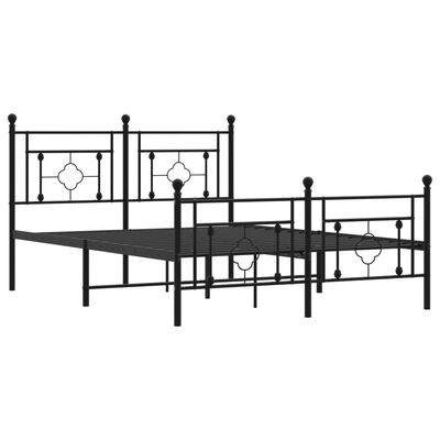 vidaXL Cadre de lit métal sans matelas avec pied de lit noir 135x190cm