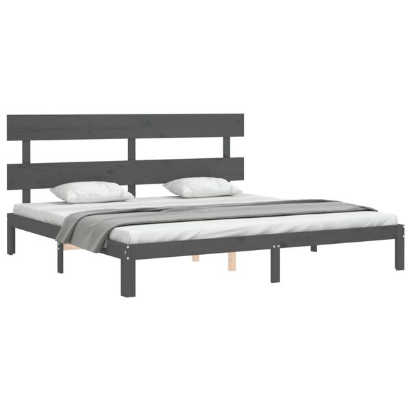 vidaXL Cadre de lit sans matelas gris 200x200 cm bois massif de pin