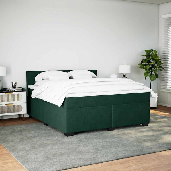 vidaXL Sommier &agrave; lattes de lit et matelas Vert fonc&eacute; 180x200cm Velours
