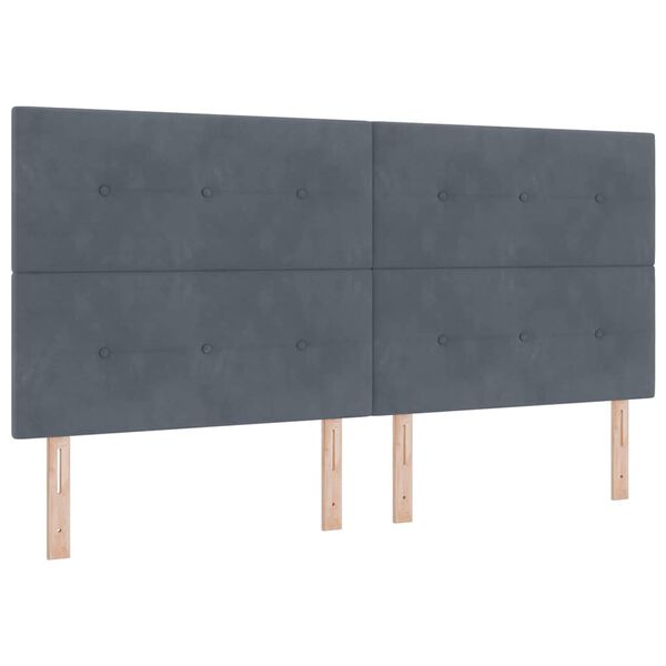 vidaXL Lit &agrave; ressorts avec matelas Gris fonc&eacute; 200 x 200 cm Polyester