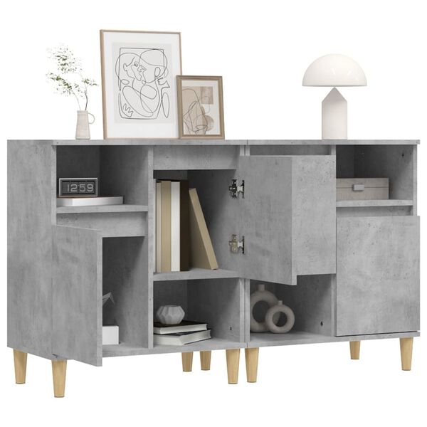 vidaXL Buffets 2 pcs gris b&eacute;ton 60x35x70 cm bois d'ing&eacute;nierie