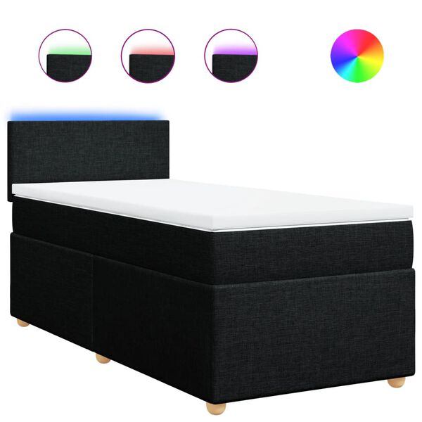 vidaXL Sommier &agrave; lattes de lit avec matelas Noir 100x200 cm Tissu