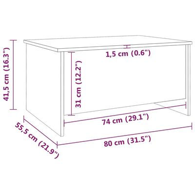 vidaXL Table basse Chêne fumé 80x55,5x41,5 cm Bois d'ingénierie
